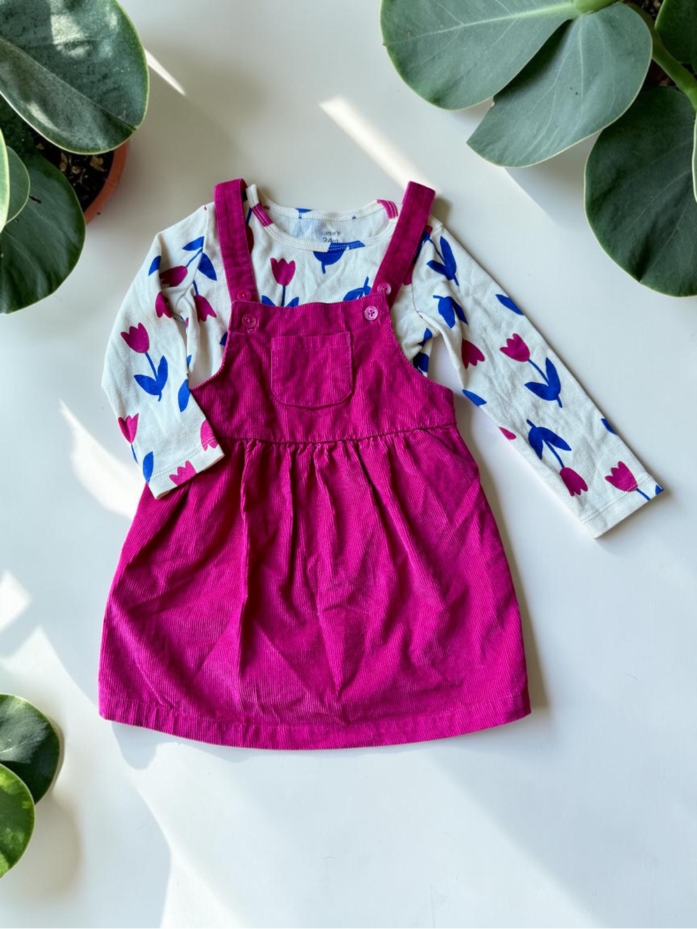 ✨ Carter's Baby Girl Tulip Tee & Corduroy Jumper Set